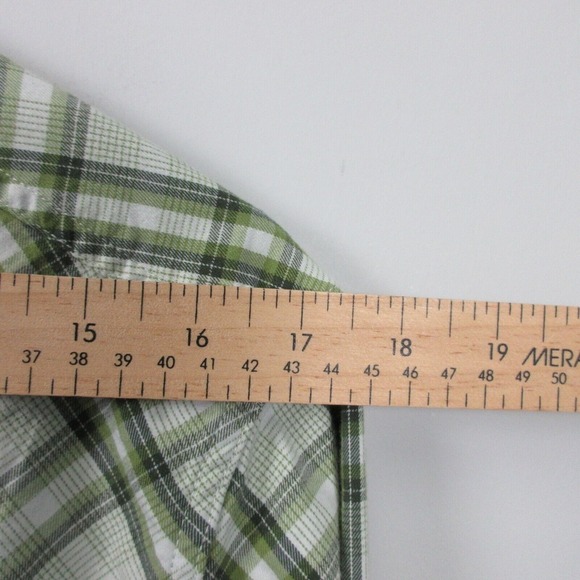 Stio Flannel Pearl Snap Button Down Shirt Men M Green Plaid Western 330 - Picture 7 of 10